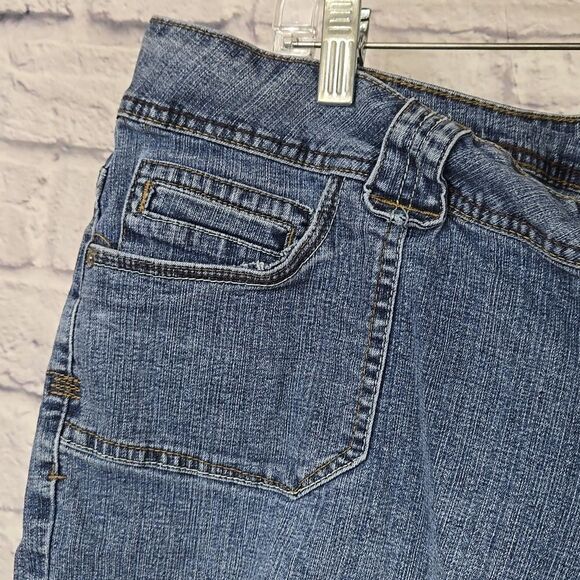 CATO 18W Women's Dark Blue Jean Shorts Cuffed Bermuda Stretch Utility Plus Size - Picture 4 of 8
